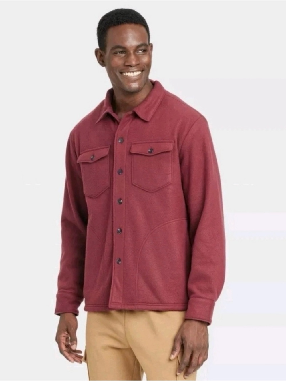 Goodfellow & Co Men's Burgundy Fleece Shirt Jacket